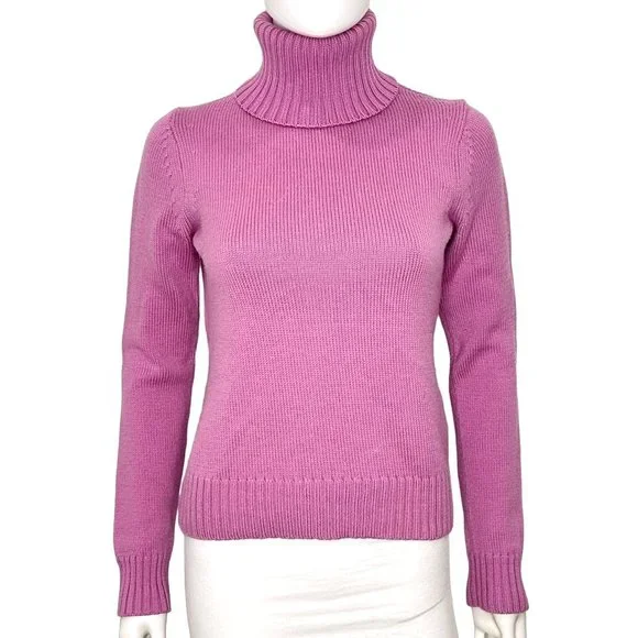 Theory Classic Wool Long Sleeve Turtleneck Sweater in Pink Women’s Size S - Picture 4 of 15